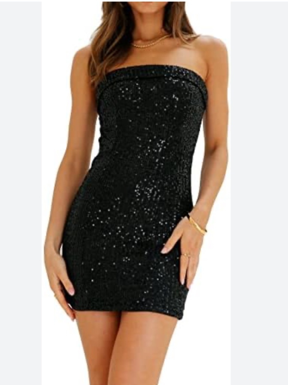 Sequin Strapless Mini Dress in Black by Cantonwalker NWT Women’s M